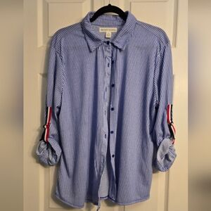 New York Laundry Blue Striped Womens Shirt, Xl
